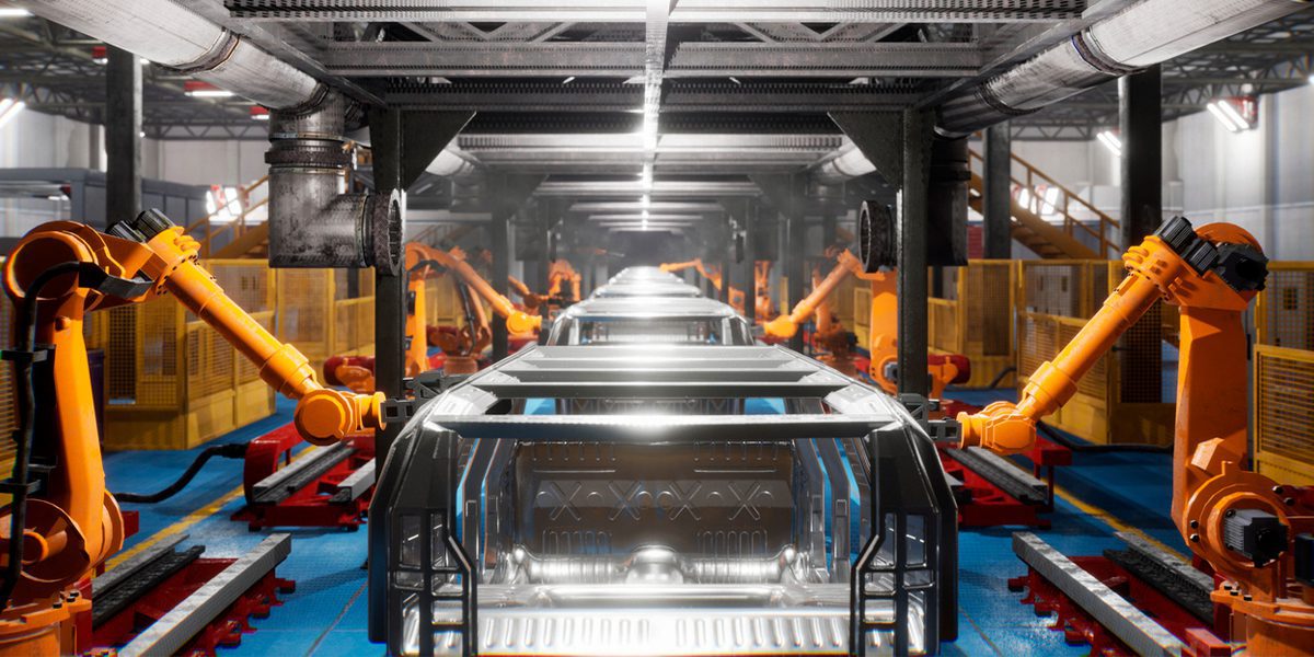 robots in a car manufacturing facility
