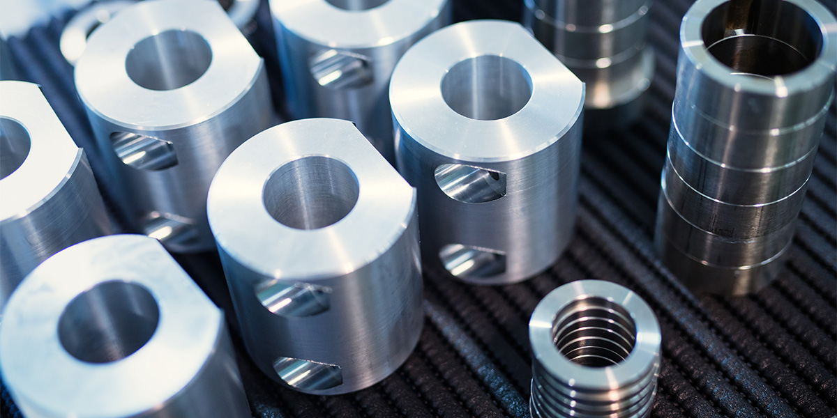 Industrial background from metal parts produced in metal industry