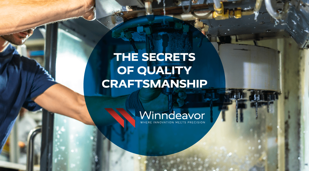 man operating CNC machine with copy overlayed saying the secrets of quality craftmanship